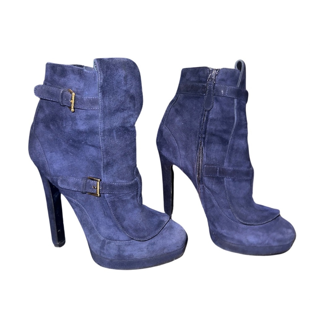 Alexander Mcqueen Booties Blue Suede